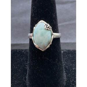 BBJ 925 Sterling Silver Blue Larimar Gemstone Ring Size 7 Vintage